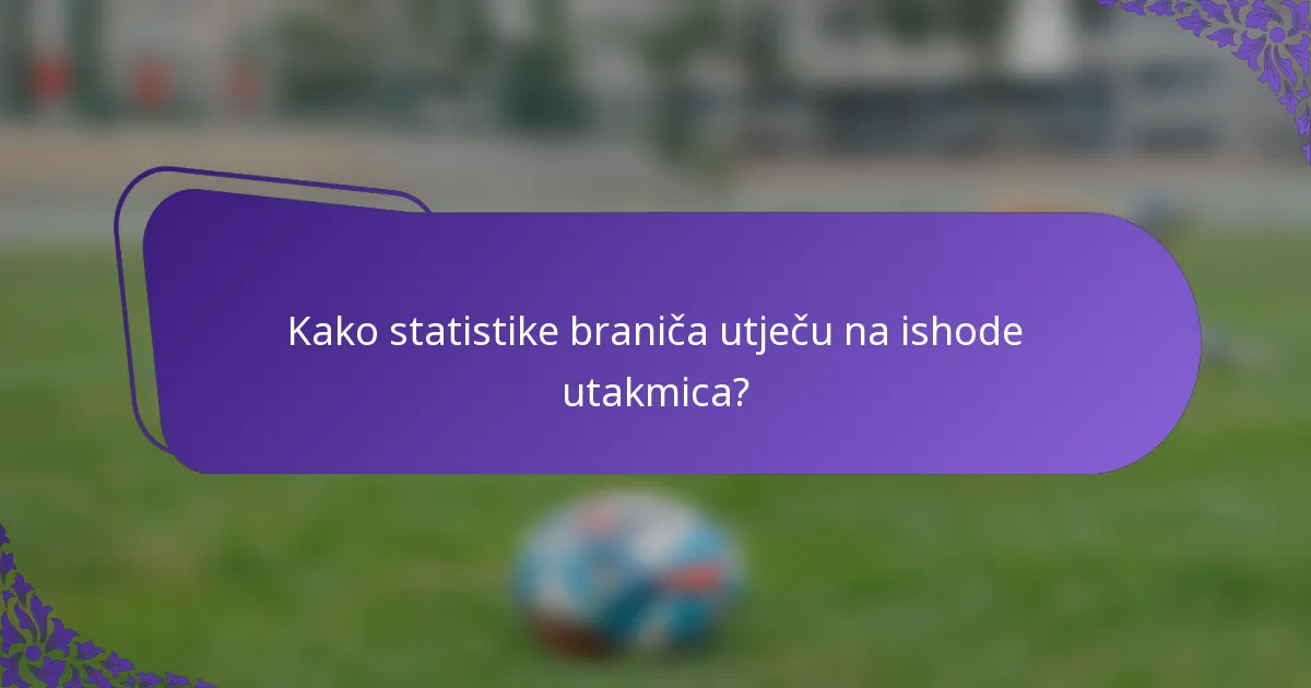 Kako statistike braniča utječu na ishode utakmica?