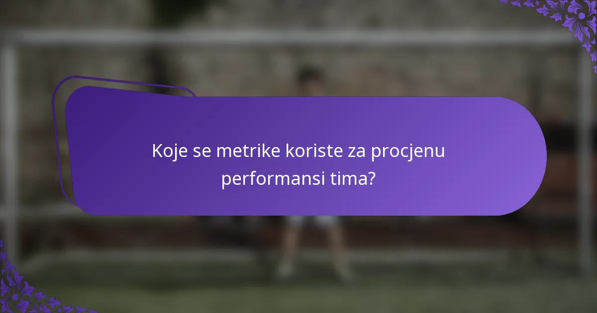Koje se metrike koriste za procjenu performansi tima?