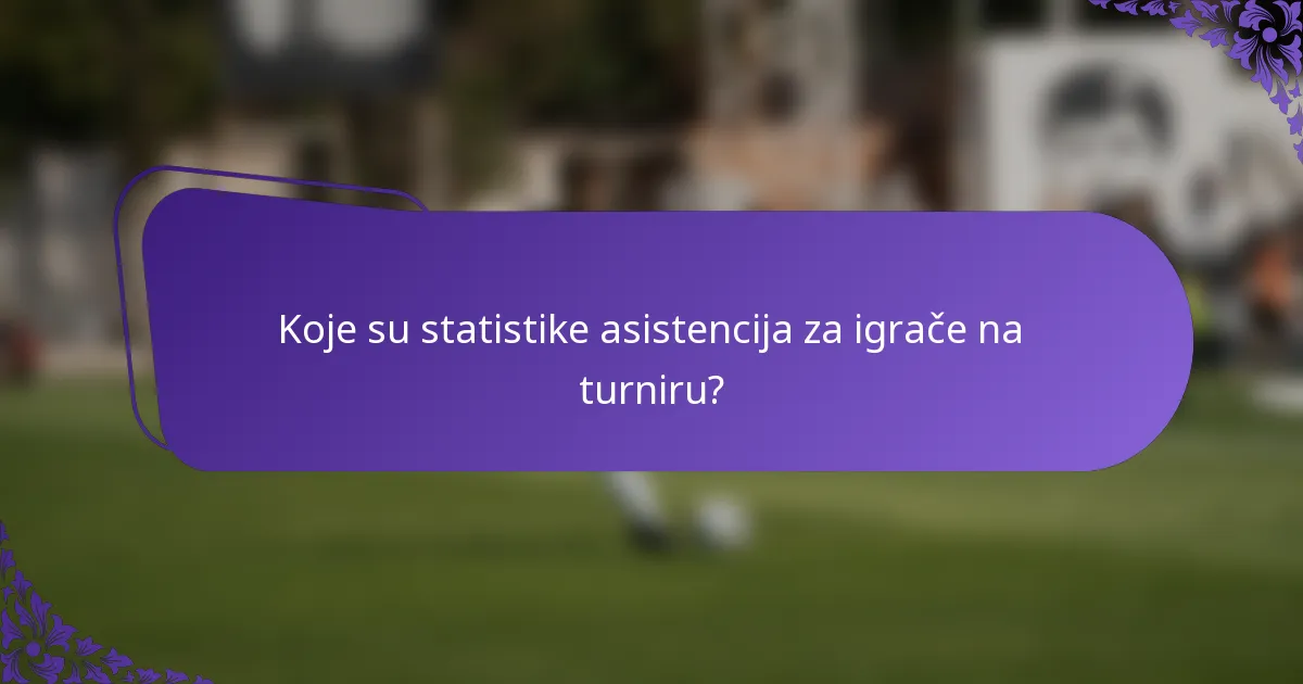 Koje su statistike asistencija za igrače na turniru?